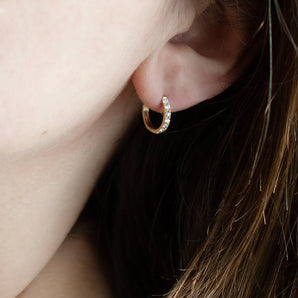 0.29 Carat Diamond Huggie Earrings 14K Yellow Gold