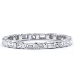 Princess and Baguette Diamond Eternity Band 14KW