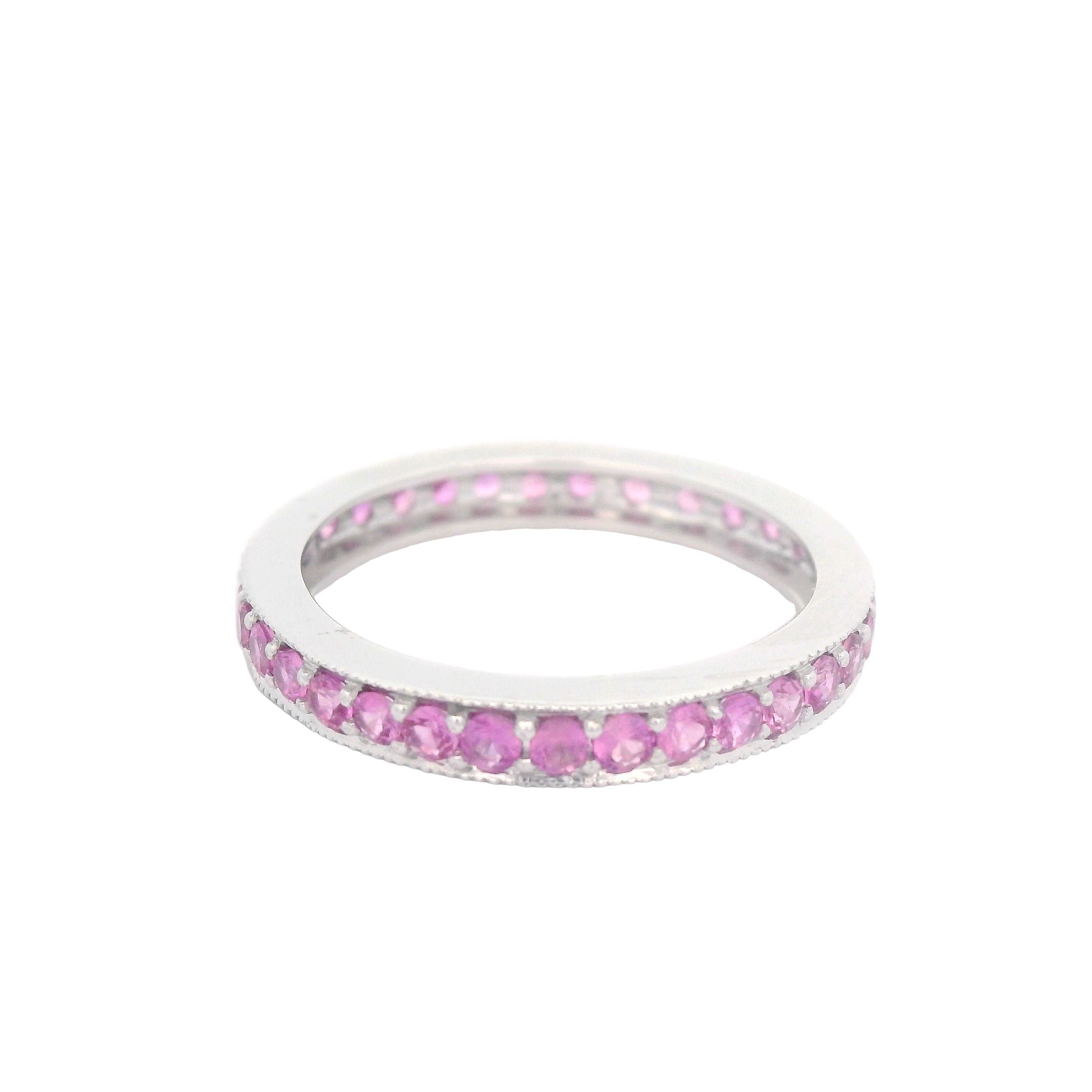 Pink Sapphire Eternity Band Ring 14KW