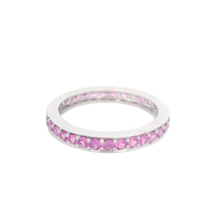 Pink Sapphire Eternity Band Ring 14K White Gold