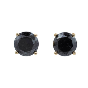 2.40 CTW Black Diamond Stud Earrings 14K Yellow Gold