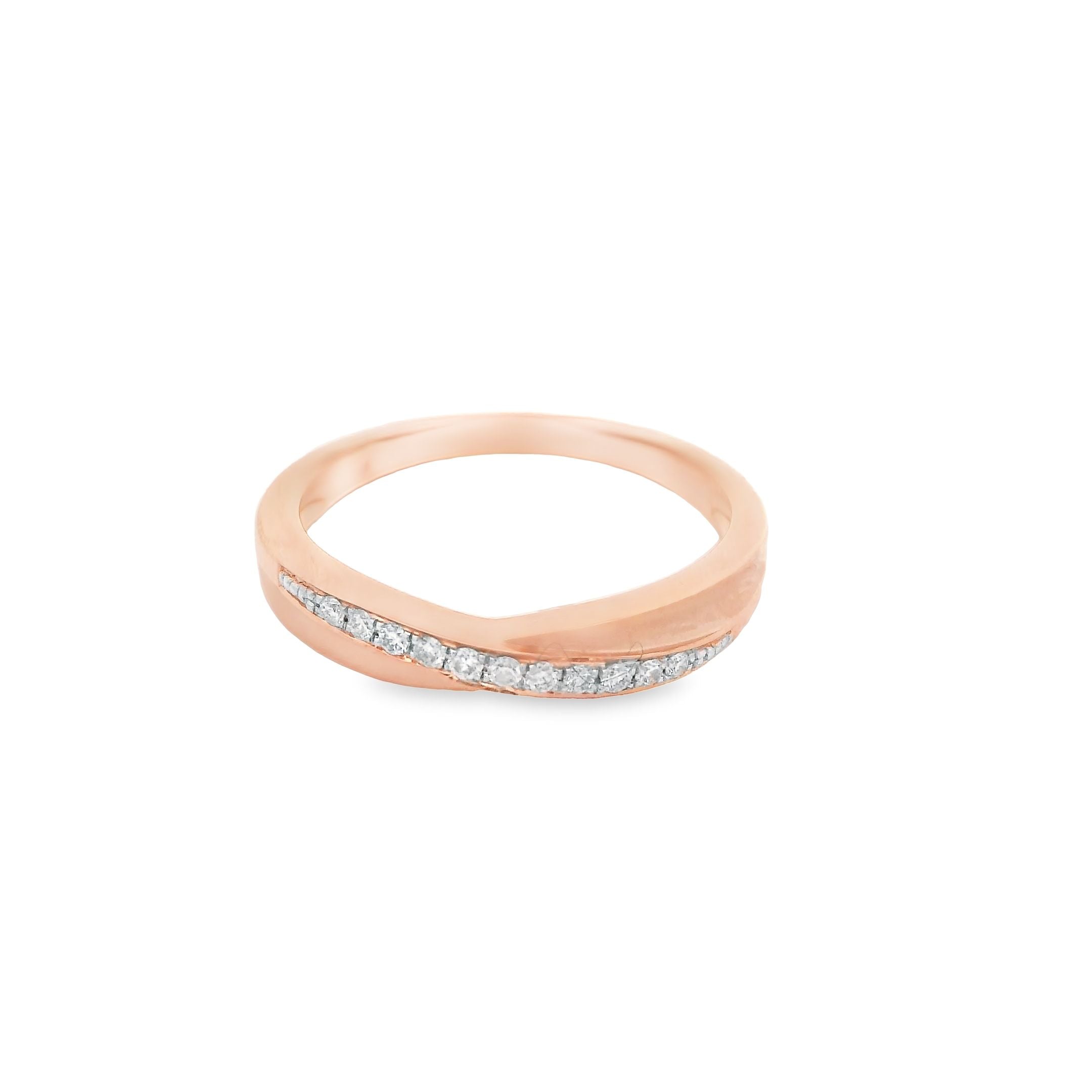 Simple Crossover Diamond and Rose Gold Ring