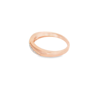 Simple Crossover Diamond and Rose Gold Ring