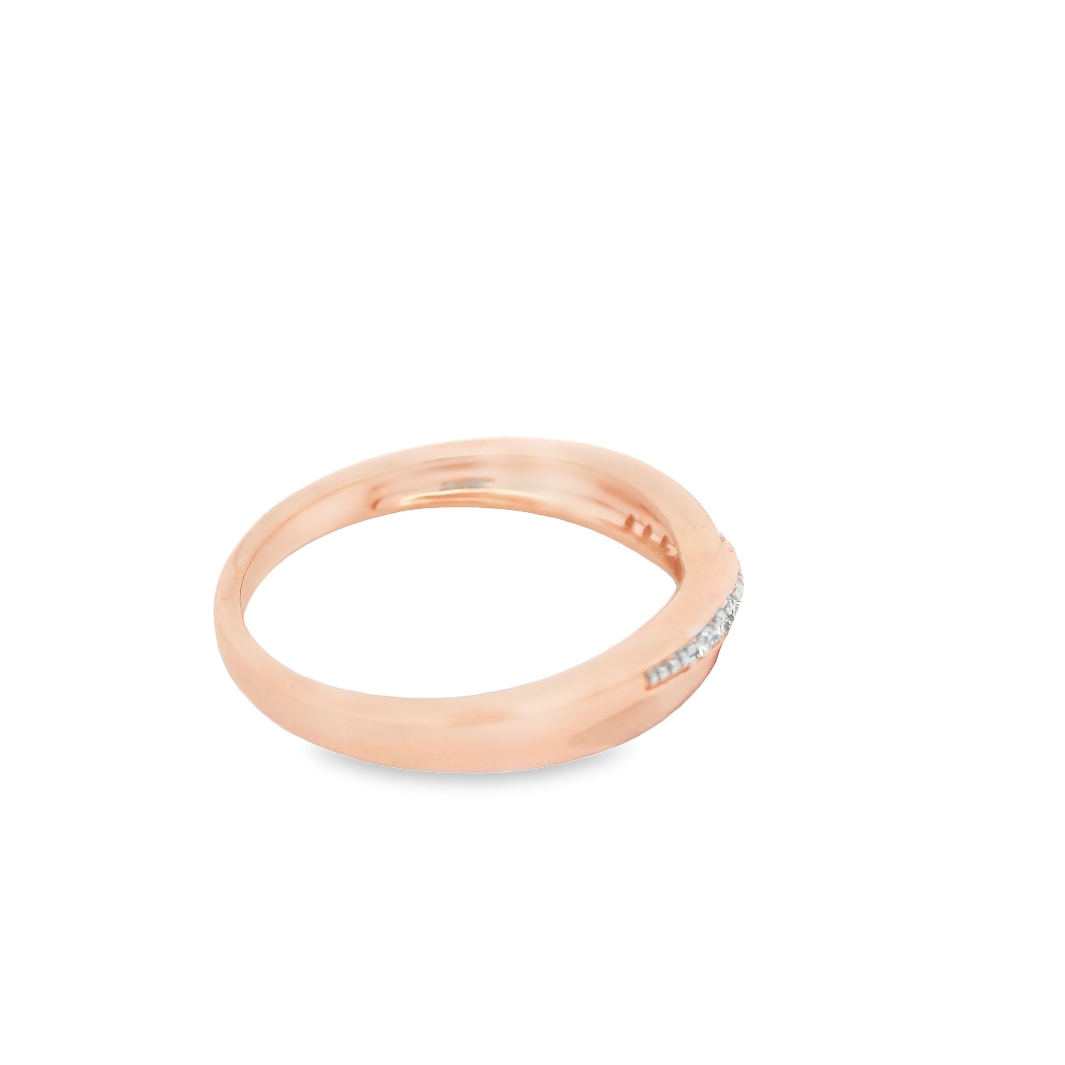 Simple Crossover Diamond and Rose Gold Ring