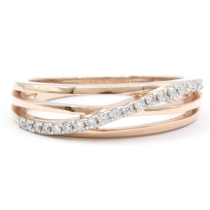 3-Row Diamond Twist Band 14K Rose Gold