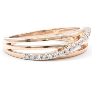 3-Row Diamond Twist Band 14K Rose Gold