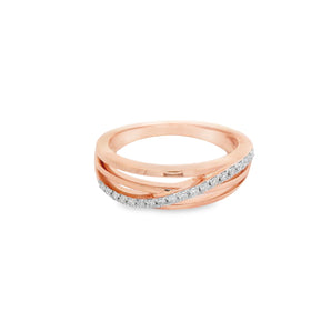 Semi Open Crossover Diamond and Rose Gold Ring 14KR