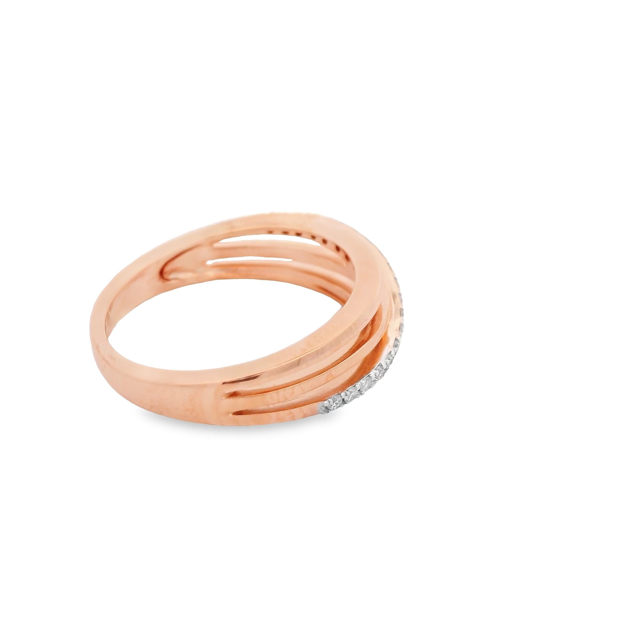 Semi Open Crossover Diamond and Rose Gold Ring 14KR