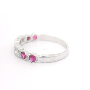 Ruby and Diamond Ring 14K White Gold