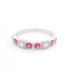 Ruby and Diamond Ring 14K White Gold