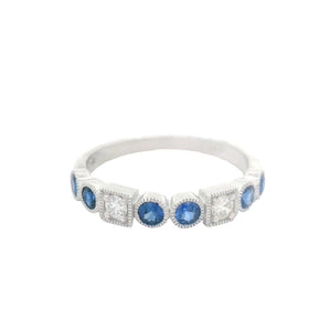 Sapphire and Diamond Ring 14K White Gold