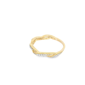 Diamond Crossover Wedding Band 14K Yellow Gold