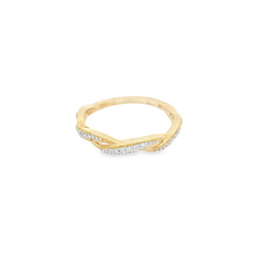 Diamond Crossover Wedding Band 14K Yellow Gold