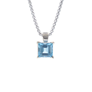 2.88 CT Square Aquamarine Pendant 14K White Gold