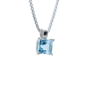 2.88 CT Square Aquamarine Pendant 14K White Gold