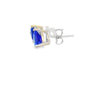 Trillion Cut Tanzanite Stud Earrings 14K White Gold