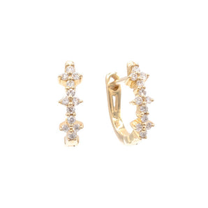 0.12 Carat Staggered Diamond Huggie Earrings 14K Yellow Gold