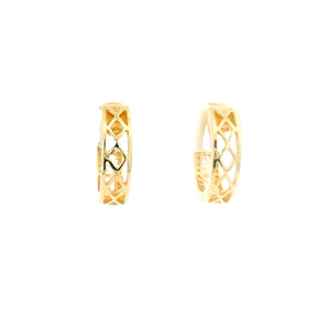 3 Row Diamond Huggie Earrings 14K Yellow Gold