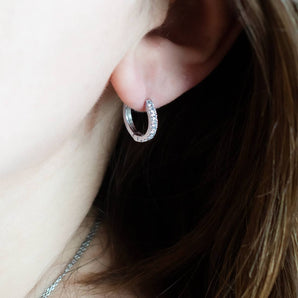 0.32 Carat Diamond Huggie Earrings 14k White Gold