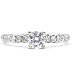 Round Diamond Hidden Halo Engagement Ring 14KW