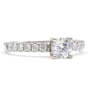 Round Diamond Hidden Halo Engagement Ring 14KW