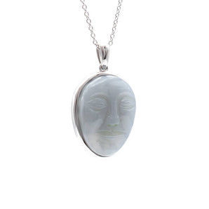 'Man In The Moonstone' Pendant 14K White Gold