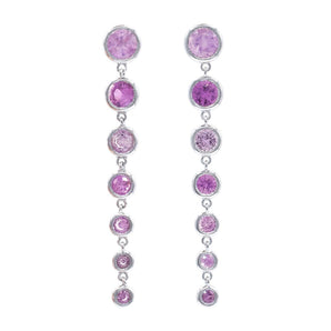 Gradient Pink Sapphire Dangle Earrings 14K White Gold