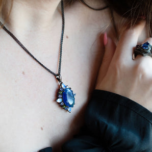 14.86 Carat Tanzanite and Multi-Gemstone Pendant Sterling Silver