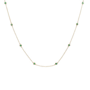 0.24 Carat Emerald By The Yard Necklace 14K Yellow Gold