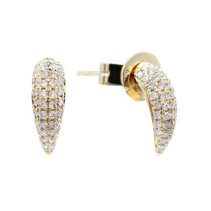 0.16 Carat Pavé-Set Diamond Horn Stud Earrings 14K Yellow Gold