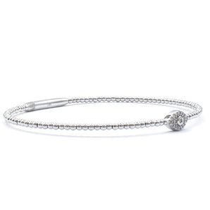 Diamond Eye Beaded Bangle Bracelet 14K White Gold