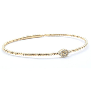 Diamond Eye Beaded Bangle Bracelet 14K Yellow Gold