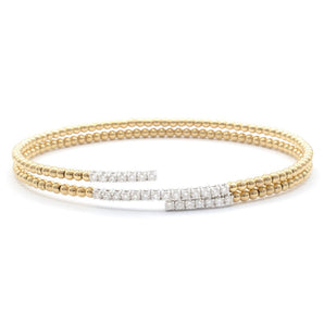 Diamond Flexible Beaded Wrap Bracelet 14K Yellow Gold