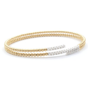 Diamond Flexible Beaded Wrap Bracelet 14K Yellow Gold