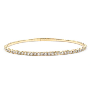 Round Diamond Flexible Tennis Bangle Bracelet 14KY