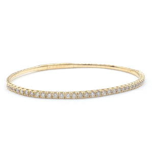 Round Diamond Flexible Tennis Bangle Bracelet 14KY