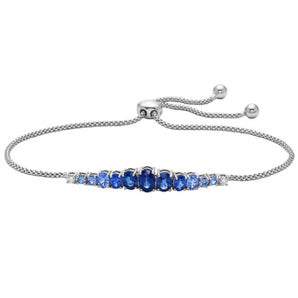 2.58 Carat Ombre-Sapphire and Diamond Bolo Bracelet 14K White Gold