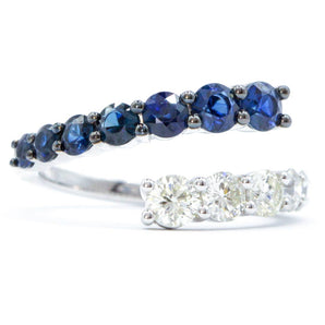 Sapphire and Diamond Bypass Ring 14K White Gold