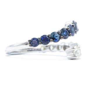 Sapphire and Diamond Bypass Ring 14K White Gold