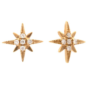 Diamond Star Stud Earrings 18K Rose Gold