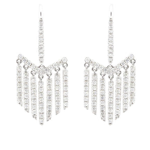 Diamond Fringe Dangle Earrings 18K White Gold