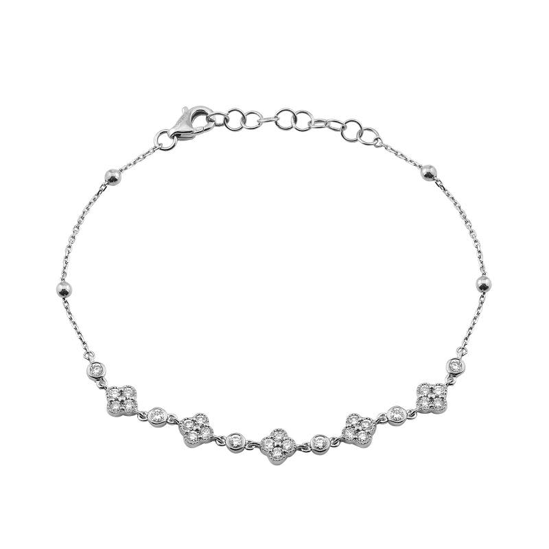 0.52 CTW Diamond 4 Leaf Clover Chain Bracelet
