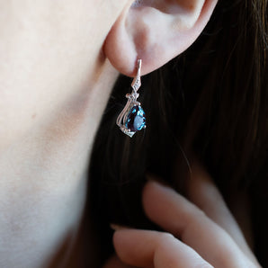 4.08 Carat Alexandrite and Diamond Dangle Earrings 14K White Gold