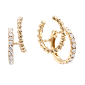 0.65 Carat Diamond Double Hoop Earrings 14K Yellow Gold