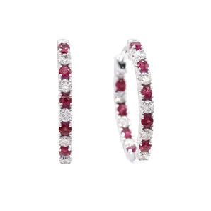 Ruby and Diamond Inside-Outside Hoop Earrings