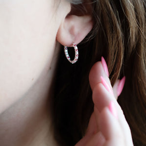Ruby and Diamond Inside-Outside Hoop Earrings
