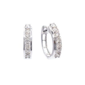 0.42 Carat Diamond Huggie Earrings 18K White Gold
