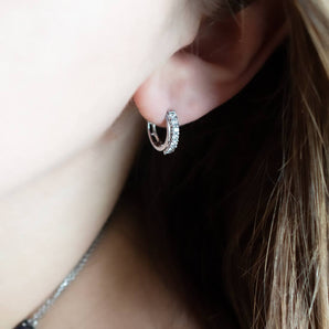 0.42 Carat Diamond Huggie Earrings 18K White Gold