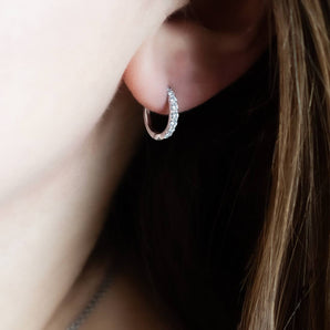 0.22 Carat Diamond Huggie Earrings 14K White Gold