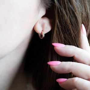 0.10 Carat Diamond Huggie Earrings 14K Rose Gold